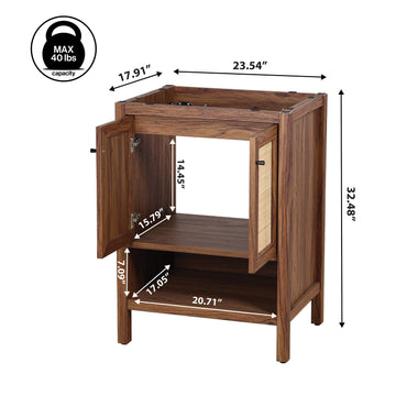 Jasper Rattan Modern Coastal 2-Shelf Bath Vanity Cabinet Only (Sink Basin Not Included)